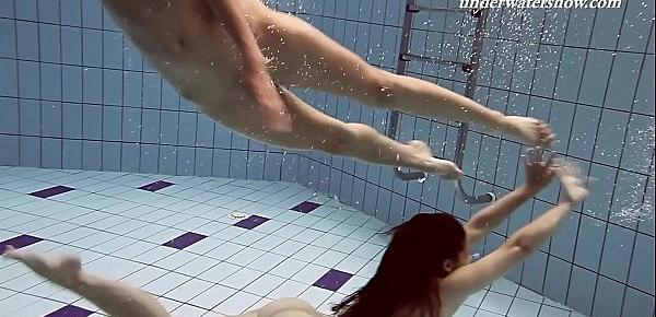  Iva Brizgina and Paulinka hot softcore lesbians in the pool